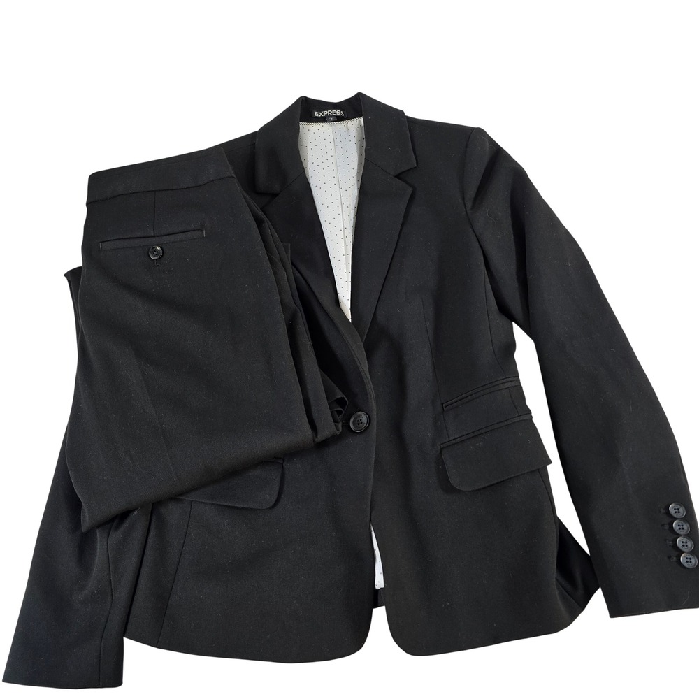 Express Black 2 Piece Pant Suit Blazer Columnist Trousers Size 6 Regular